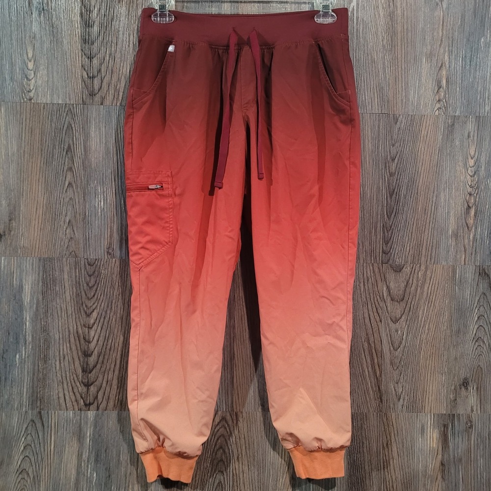 FIGS Zamora Jogger Scrub Pant Women's MP x 26.5 Red/Orange Ombre Pockets READ